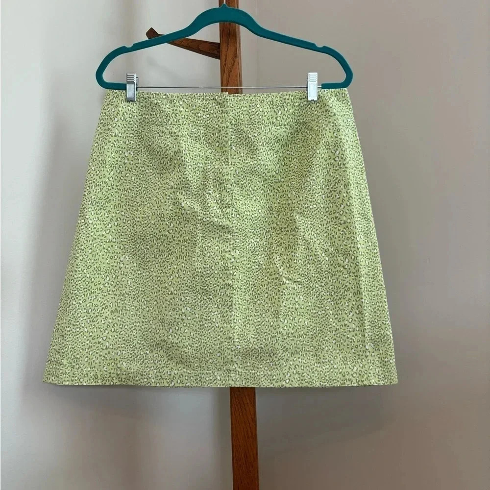 Talbots Size 16 Green Leopard Print 100% Cotton Skirt